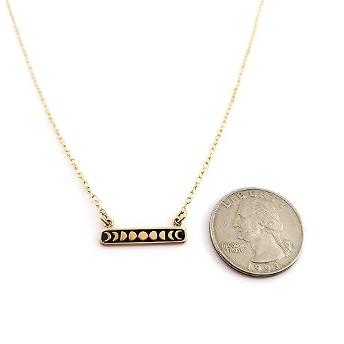 Miniatura 5 de Phases of the Moon Pendant Festoon Charm- Dainty 14k Gold Filled Necklace