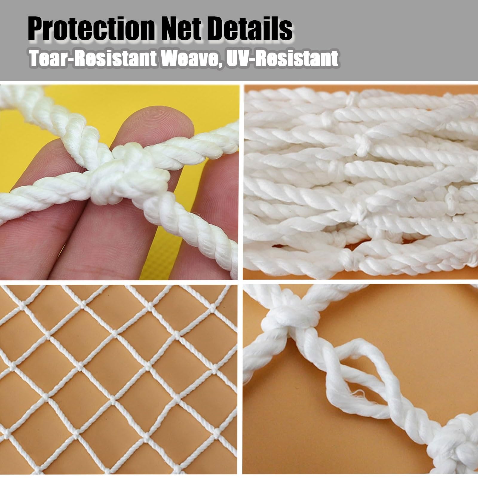 Rete di sicurezza per animali domestici, 40,6 x 7,6 m, in nylon bianco (corda da 6 mm e maglia da 5 cm), protezione anti-goccia, per cani e gatti, resistente, per esterni