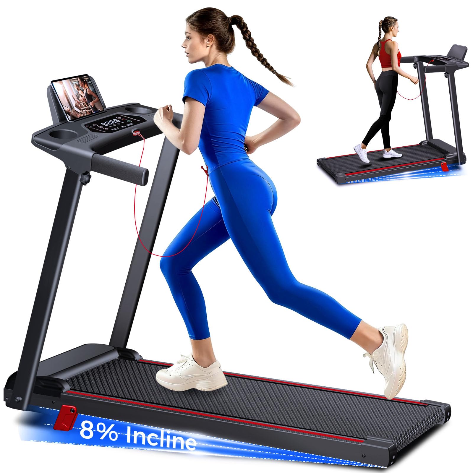 ZPUFDYM Treadmill with 8% Incline