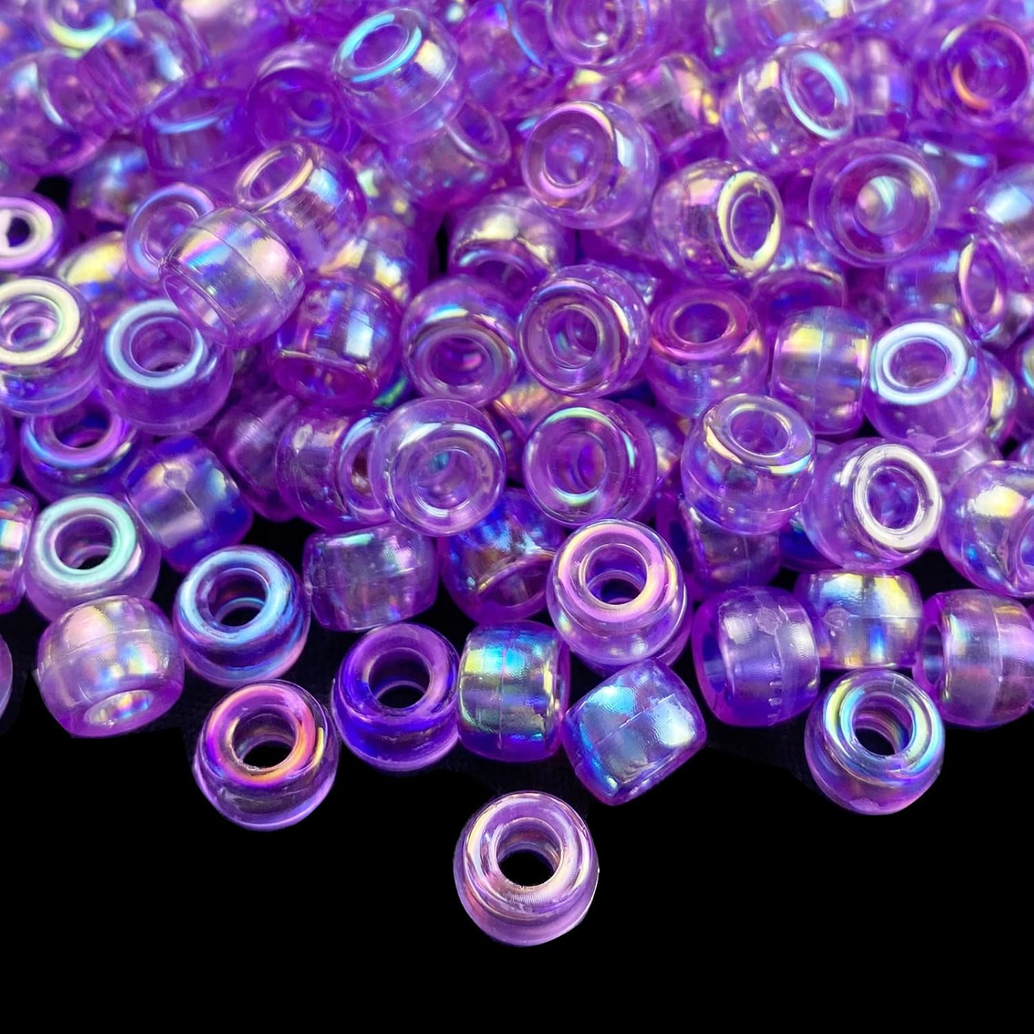 300 Pieces Pony Beads AB Colors Acrylic Spacer Beads for DIY Crafts Braids Bracelet Jewelry Making (6x9mm, Clear AB)