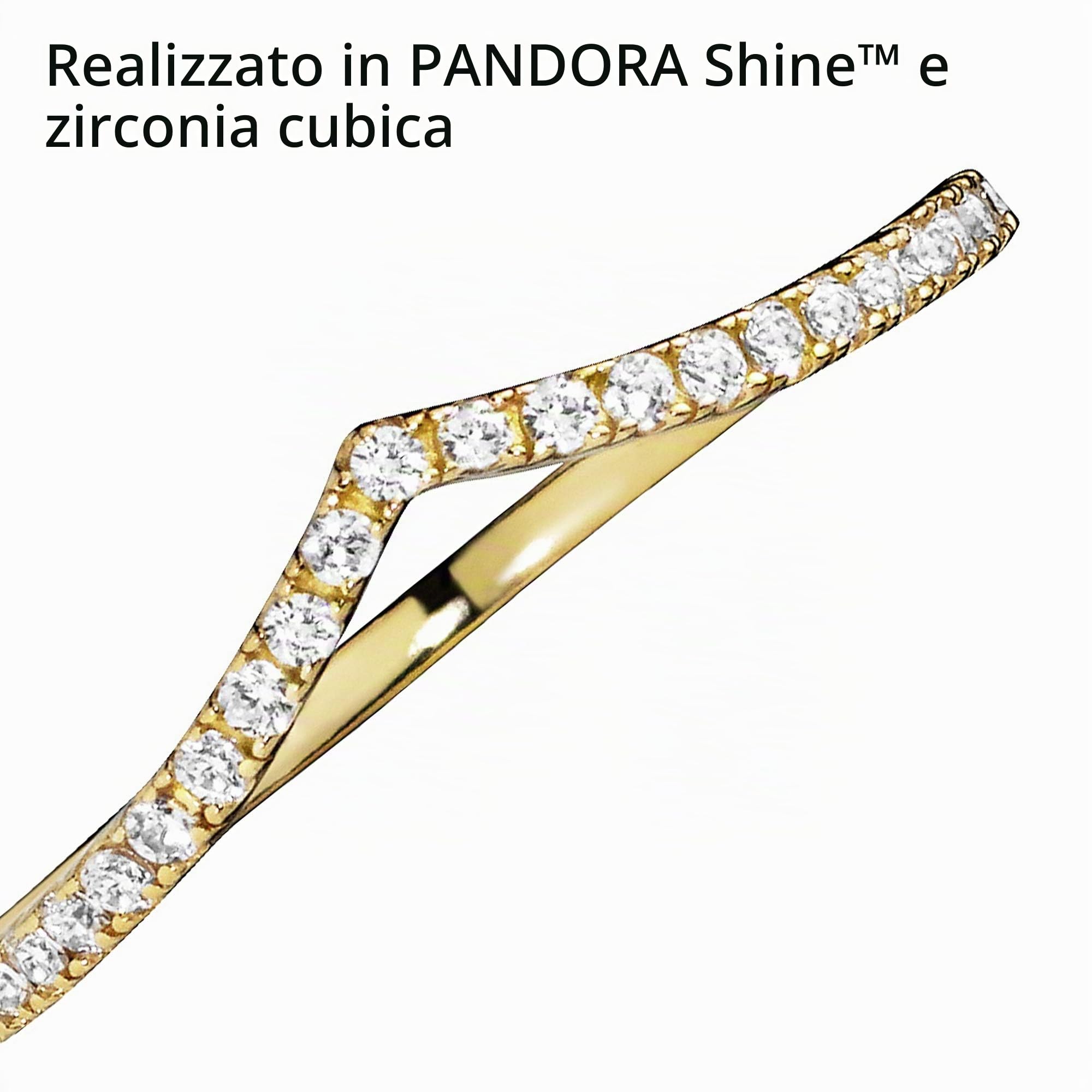 PANDORA Anello Desiderio scintillante, placcato in oro 14k, con pietre di zirconia cubica incolori