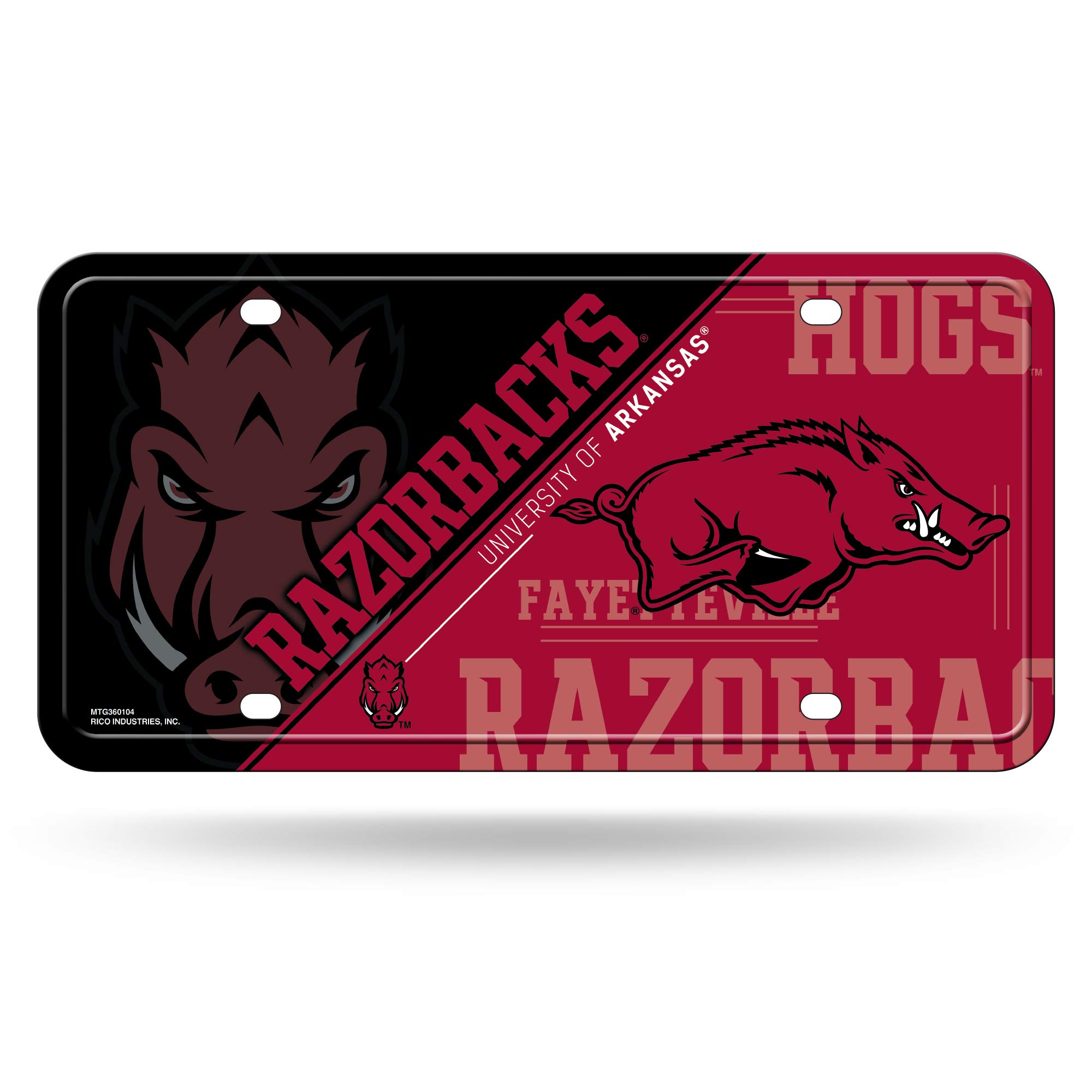 Rico Industries NCAA Arkansas Razorbacks Metal License Plate Tag