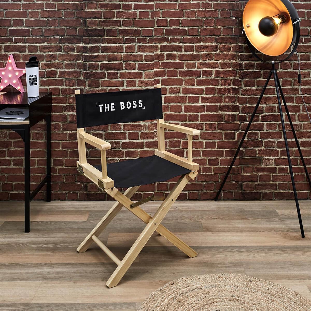 AltoBuy Shaw - Chaise de Directeur Noire et Bois