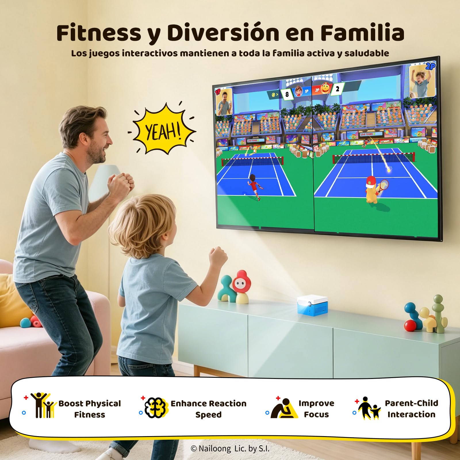KINHANK MotionX Consola de Juegos para Niños y Familias, Sistema de Videojuegos Interactivo con Detección de Movimiento AI para Padres e Hijos, con 40+ Juegos, Actualización Mensual, Plug and Play