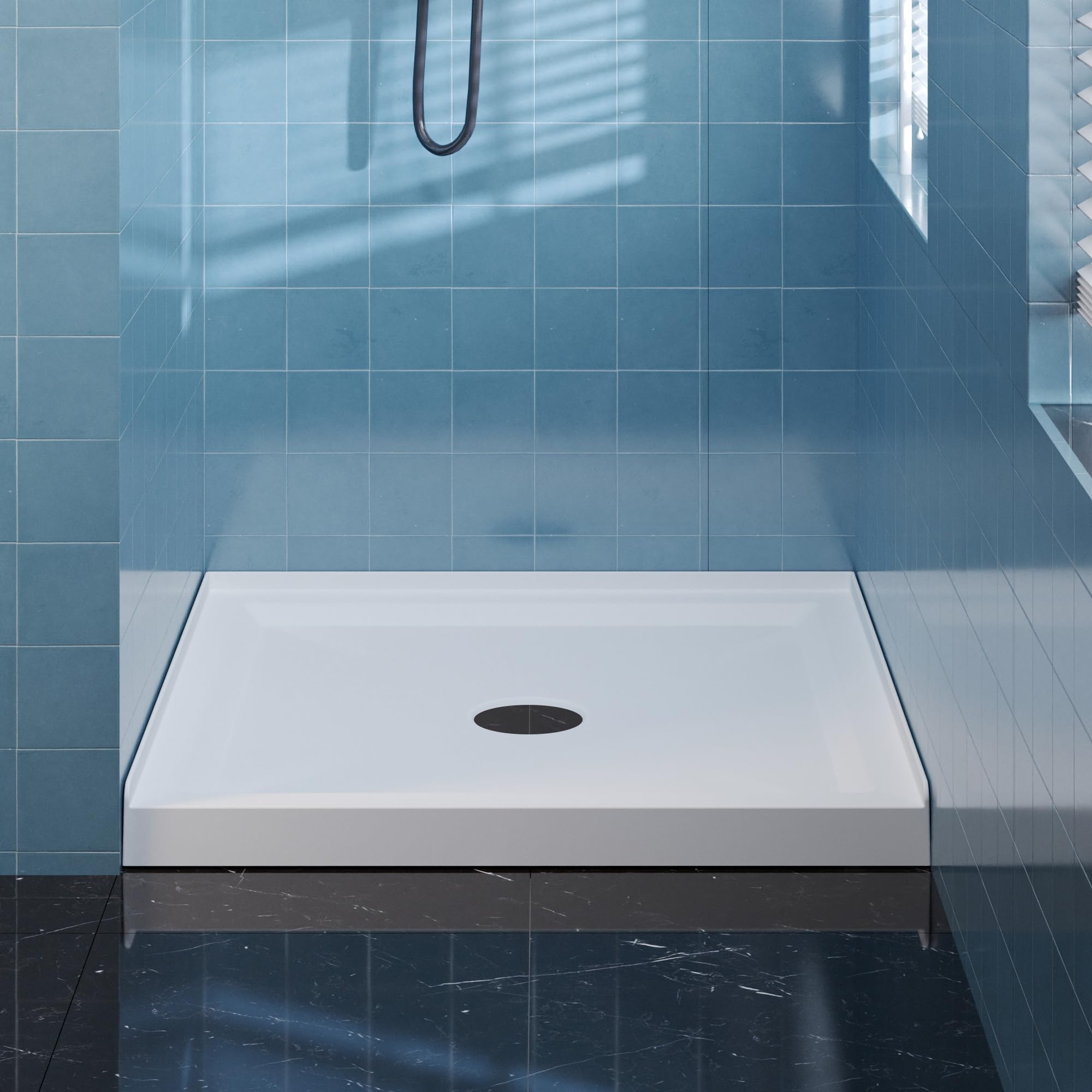 Casaphoria 36" x36" Shower Base Pan with 3.5" Center Drain Hole,Shower Pan Five-Layer Acrylic + ABS Processing, Non-Slip Shower Enclosure Base for Bathroom, Single Threshold White