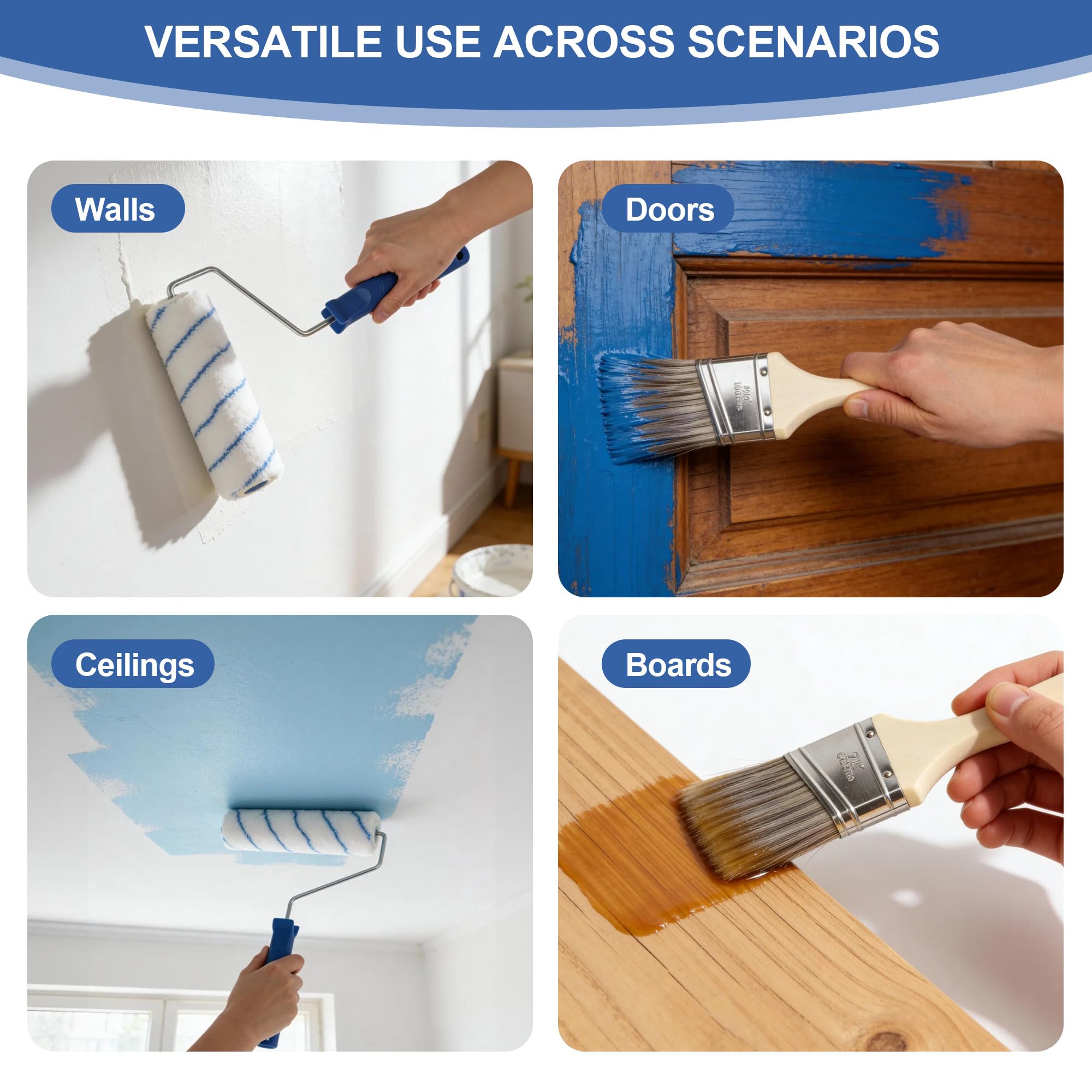 Set Rullo Pittura, Kit Verniciatura 25 Pezzi con rullo per pittura, Pennelli e Vaschetta, rullo pittura in Microfibra, rullo per pittura con serbatoio professionale per Verniciare e Rinnovare Pareti
