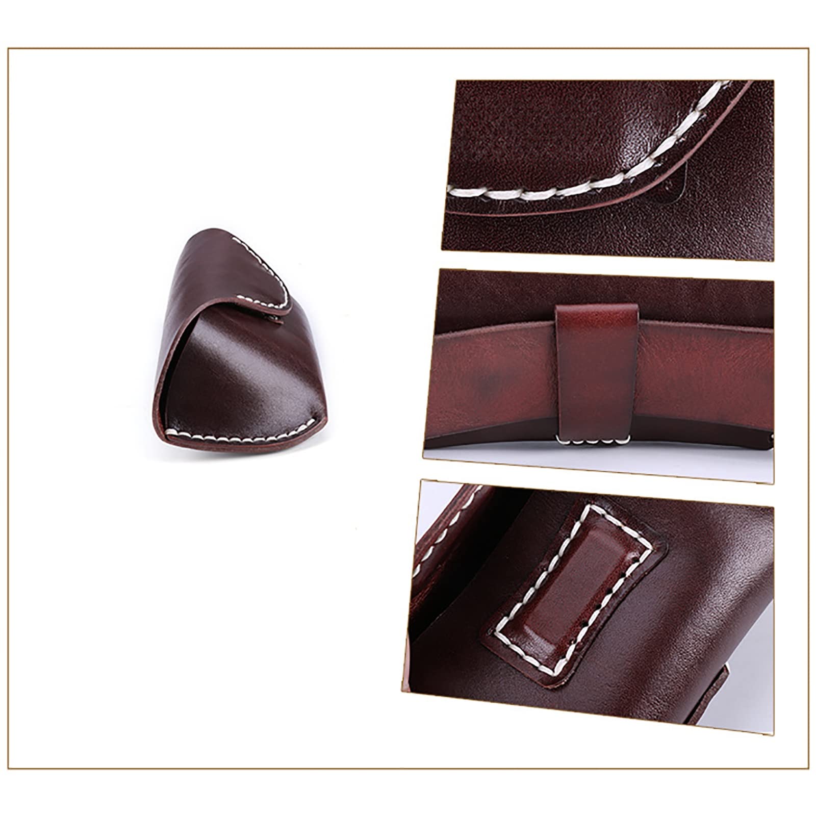 Estuche para Gafas Estuche Vintage for Gafas en Piel de Curtido Vegetal para Mujeres y Hombres(Coffee)