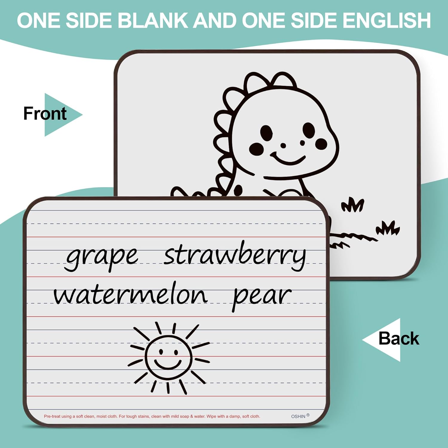 12 Pack Small White Boards, 9"x12" Double Sided Magnetic Dry Erase Boards Personal Handheld Whiteboards with Lines for Kids, Students, Teacher School, Include 12 Markers, 12 Erasers, 12X52 Pcs Letters