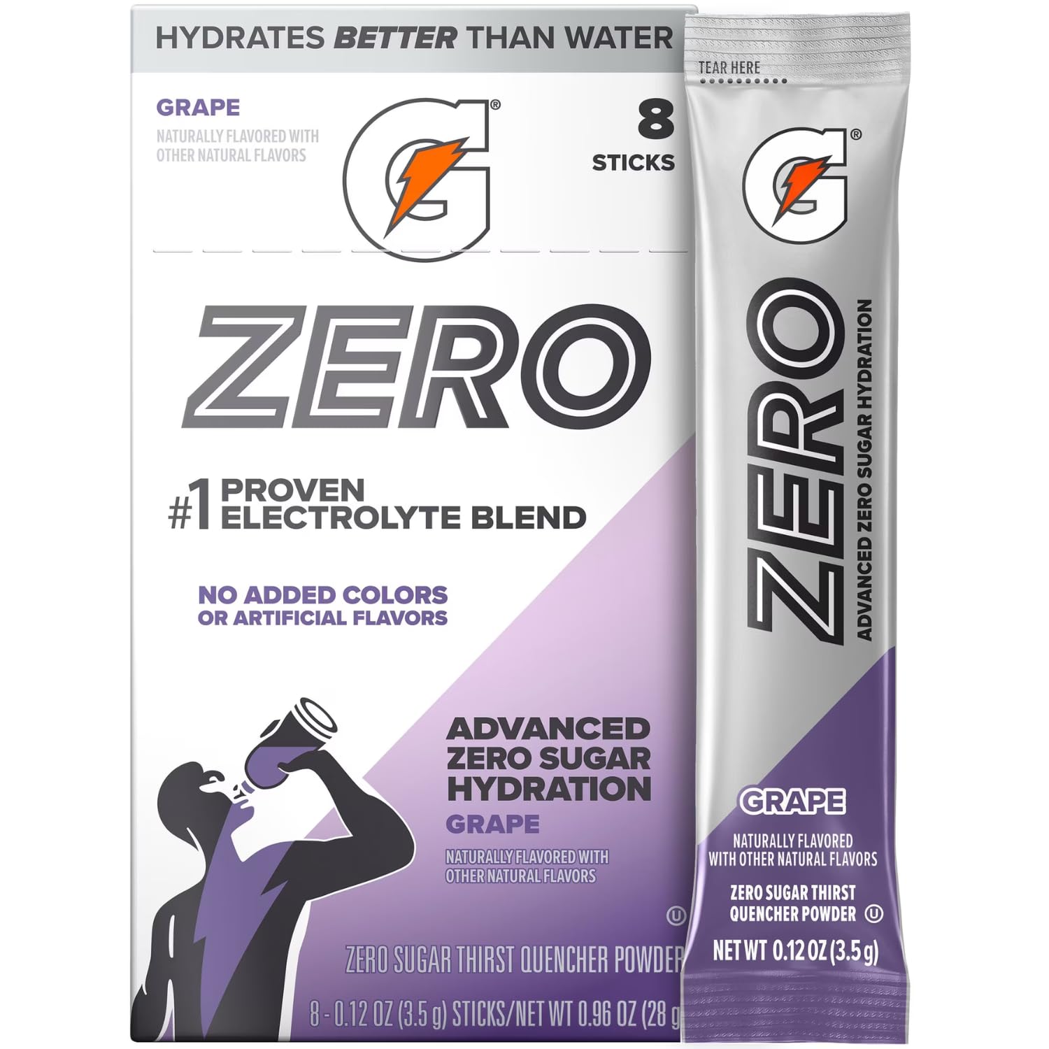 GATORADE - Zero Sugar Electrolyte Drink Mix Grape (2.9g x 10 Packets) By COUGAR | Hydration Powder with Essential Electrolytes | Refreshing Grape Flavor Sports Drink | Workout & Fitness Hydration Support – (Imported - USA)-image-36