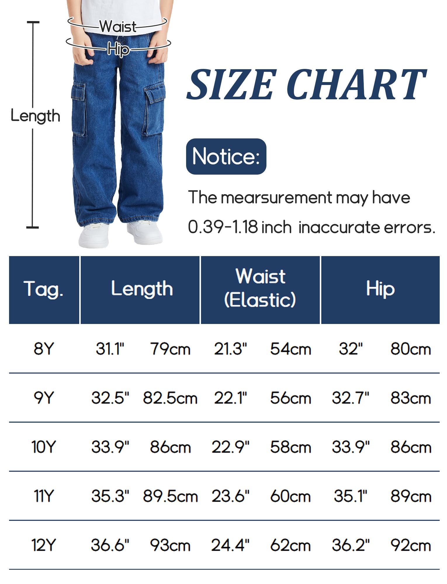 SEAUR Jeans Baggy Niños Pantalones Cargo de Denim con Cintura Elástica Hip Hop Y2K Streetwear