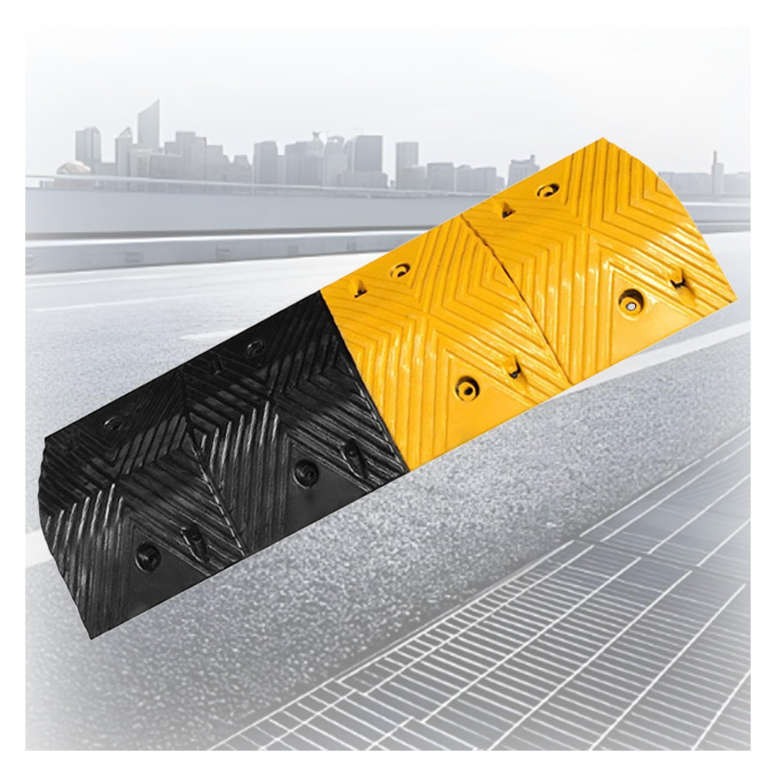 TYYCKJ Thickened Rubber Speed Bumps, Bolt-Down Heavy Duty Speed Limit Buffer Strip for Asphalt Concrete Parking Lots Driveways