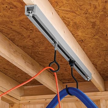 Rockler 4 Tracks for Ceiling Track System - Track for Rolling Trolley & Hooks - Durable PVC Ceiling Track - Great for Hanging Tools, Utility Lights, More - Easy to Install Hanging Accessories