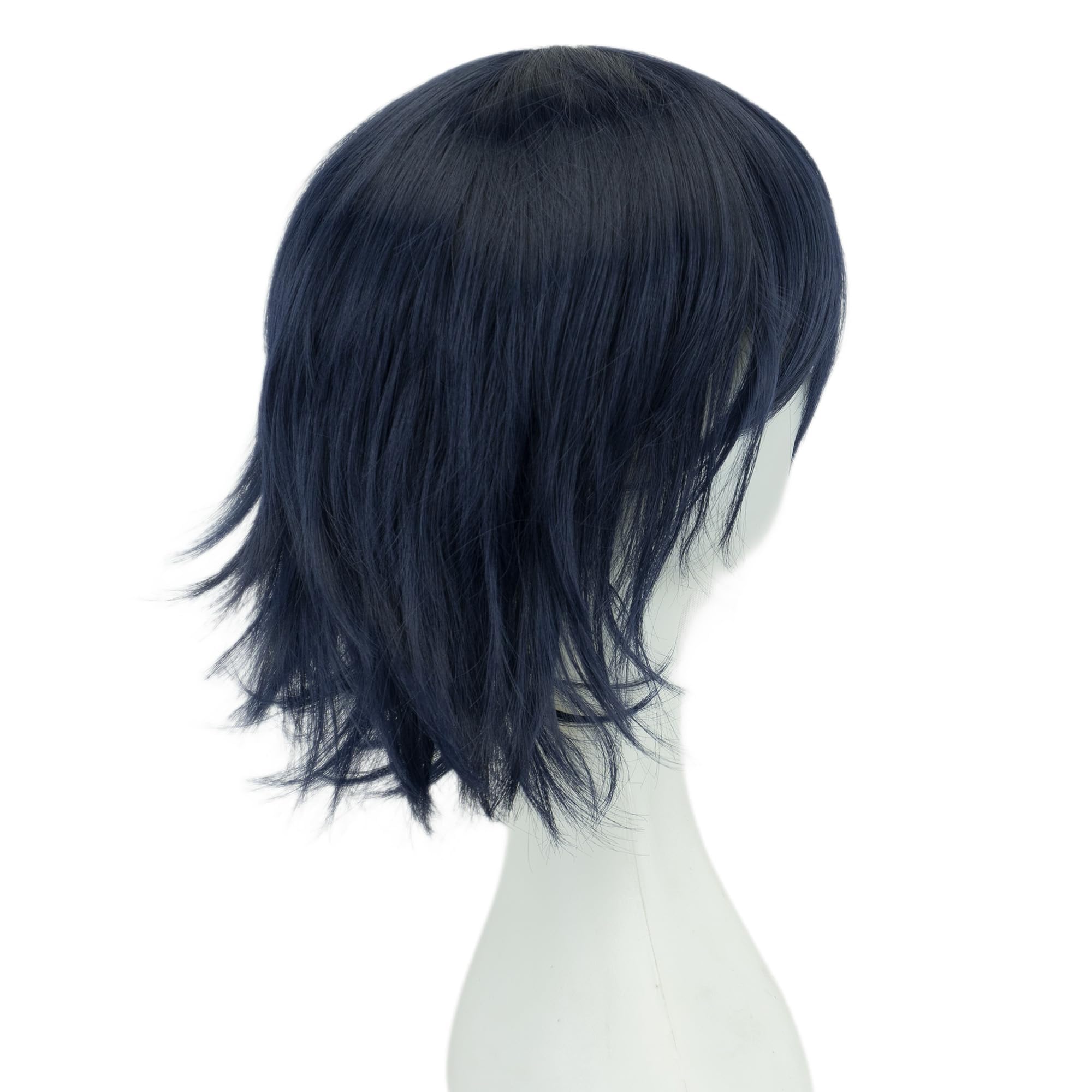 IMISSU Unisex Short Hair Party Wig with Bangs Halloween Costume Wigs (Dark Blue) - Image 4