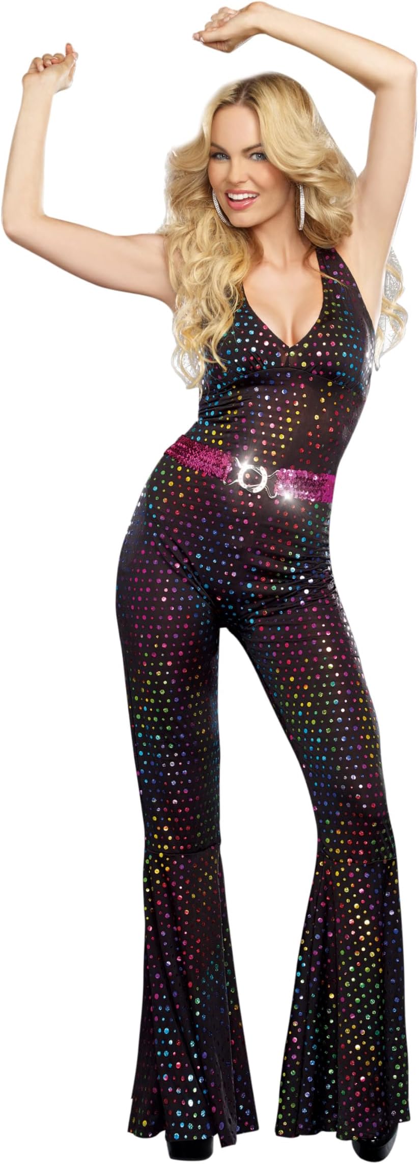 Adult 70s Disco Costume for Women, Disco Jumpsuit, Disco Doll Halloween Costume