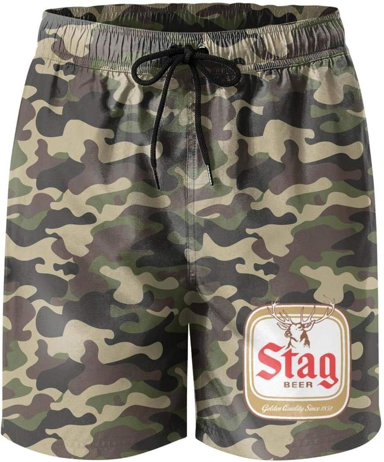 StagBeerLogo Mens Swim Trunks Side Split Quick Dry