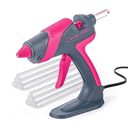 Chandler Tool Large Glue Gun - 60 Watt - Hot Glue Sticks & Patented Base Stand Included - for Arts Crafts School Home Repair DIY (Pink)