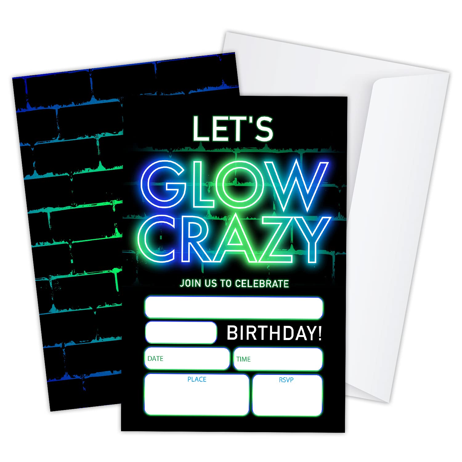 Black Light Birthday Party Invitations