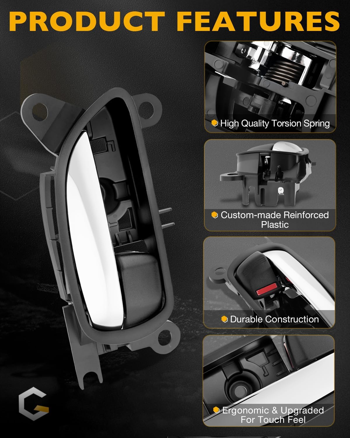 Right Door Handlle, Compatible with 2006-2011 Lexus GS300/350/430/450H/460, 2006-2015 Lexus IS F/IS250/IS350 Base/C/C F Sport, Interior Front Right Passenger Side Handle, Chrome Lever, 6920730070C0