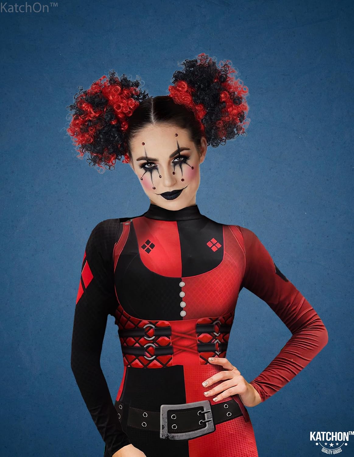 KatchOn, Halloween Black and Red Clown Costume - Halloween Costume | Black and Red Jester Outfit for Women