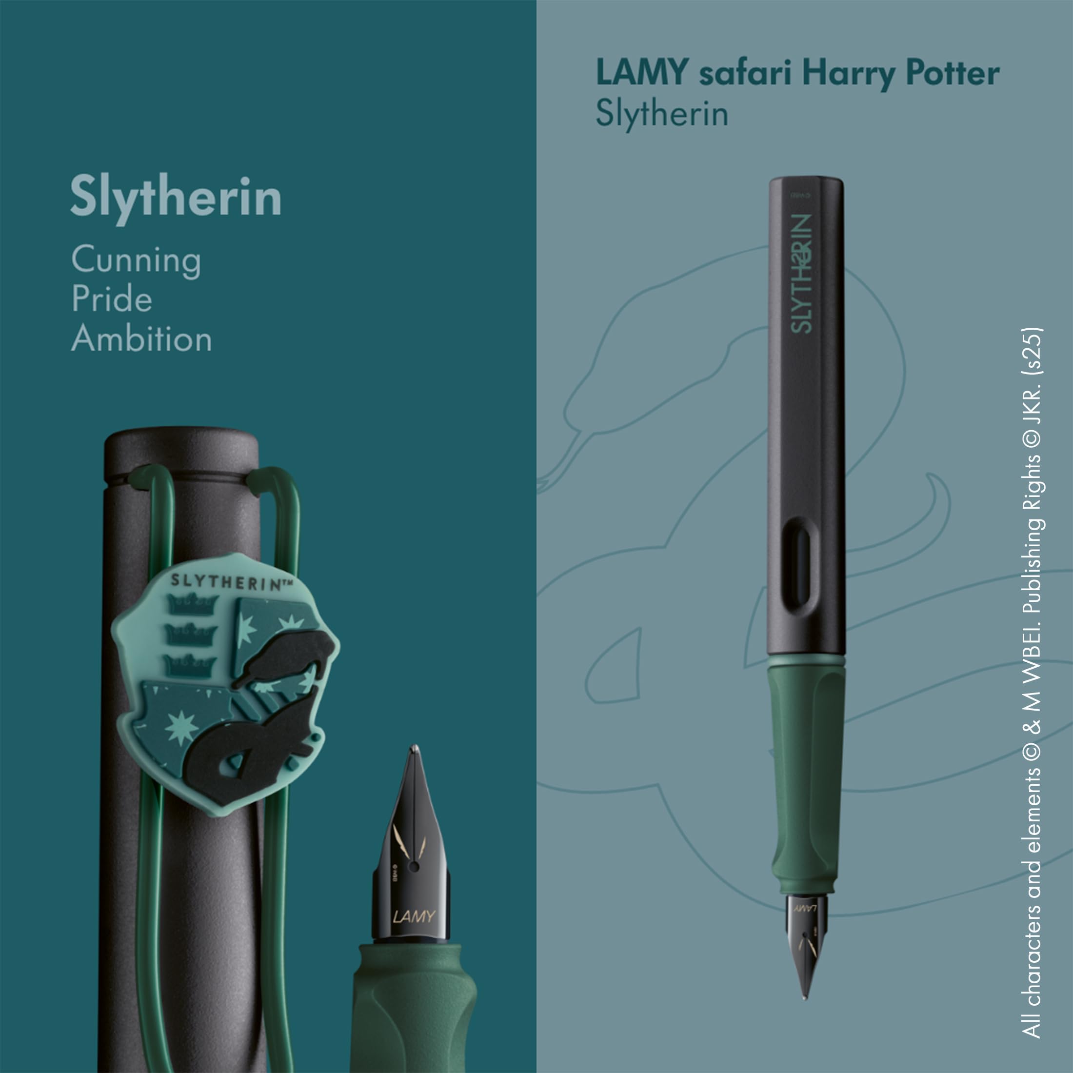 Lamy safari Harry Potter 4-częściowy zestaw piór wiecznych z herbem domów – stalówka o szerokości kreski EF – z ergonomicznym uchwytem – w zestawie wkład atramentowy T10 niebieski – dla osób