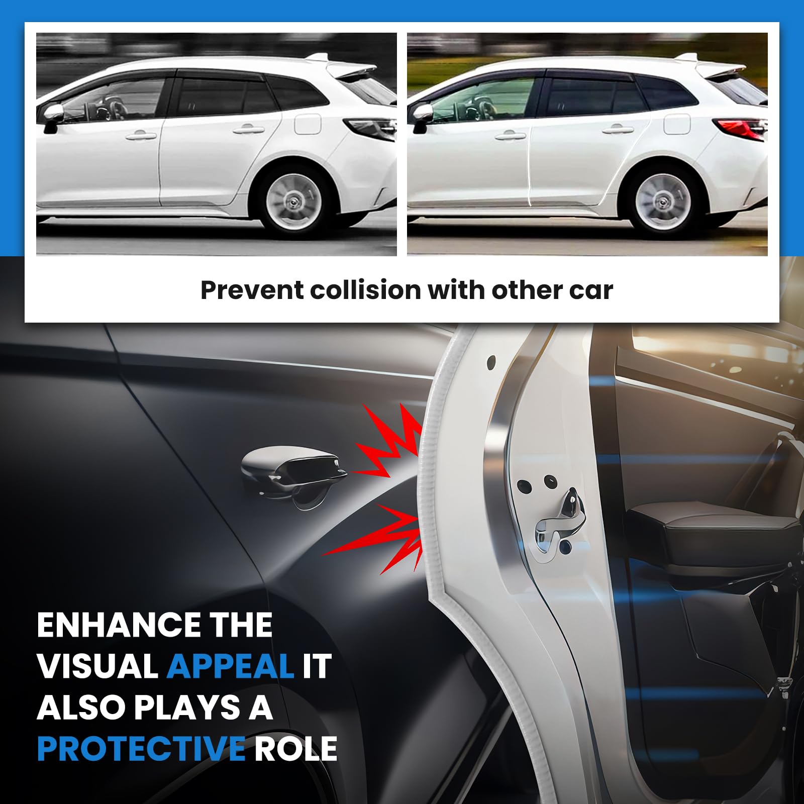 LonXFan (White) Car Door Protector Edge Guards Automotive Car Door Protector Vehicle Rubber Edge Trim Seal Strip Fits U Shape Car Door Edge Guards Bendable & Adjustable Sizes 33FT(10M)