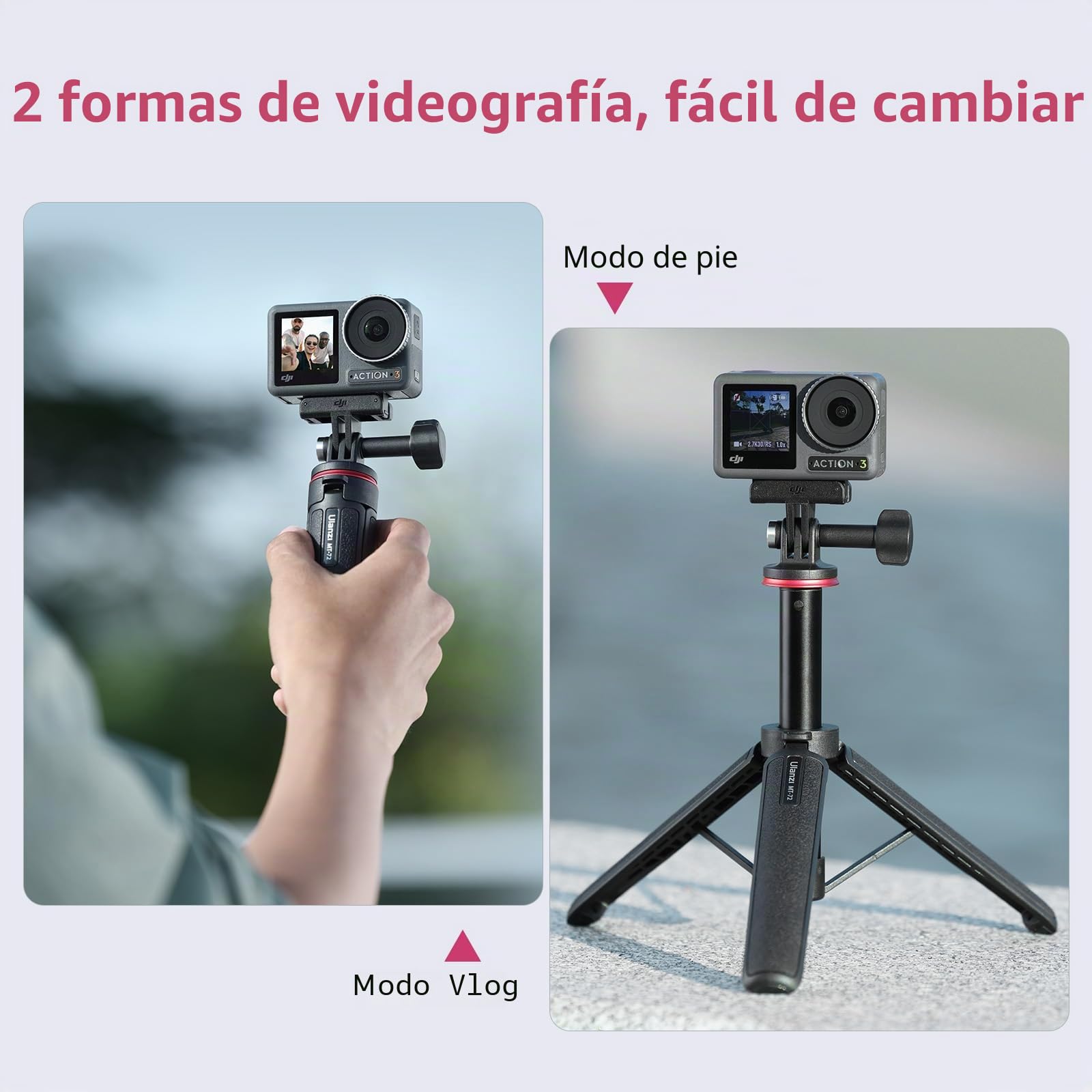 ULANZI MT-72 Mini Trípode Portátil de Viaje Con Varilla de Extensión de 4 Piezas, Mini Selfie Stick Para dji Osmo Cámara de Acción