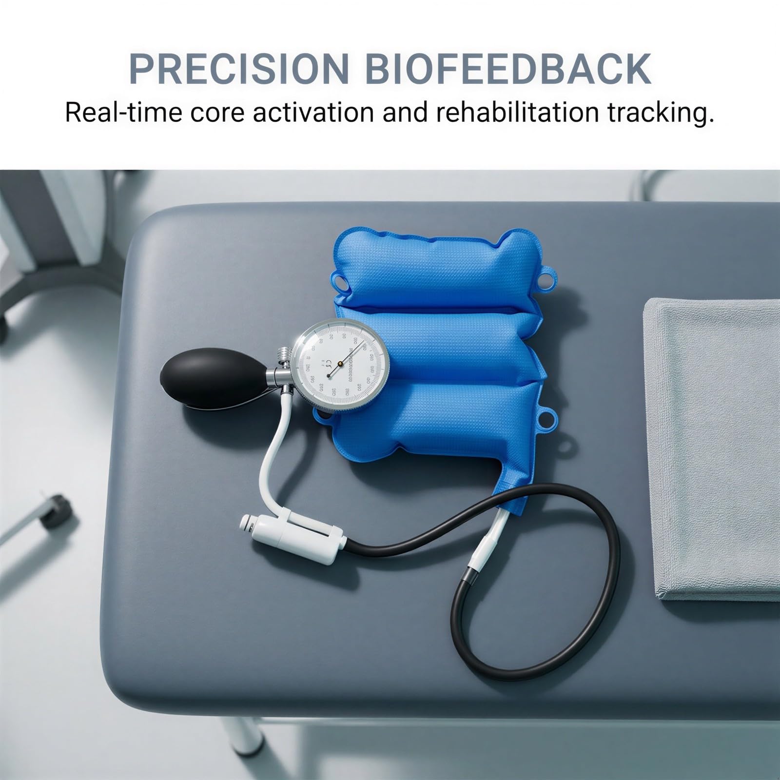 Stabilisateur de biofeedback de pression avec jauge de précision, entraîneur de contrôle musculaire pour le core et la rééducation, confort du bas du dos et de la nuque, pompe manuelle incluse