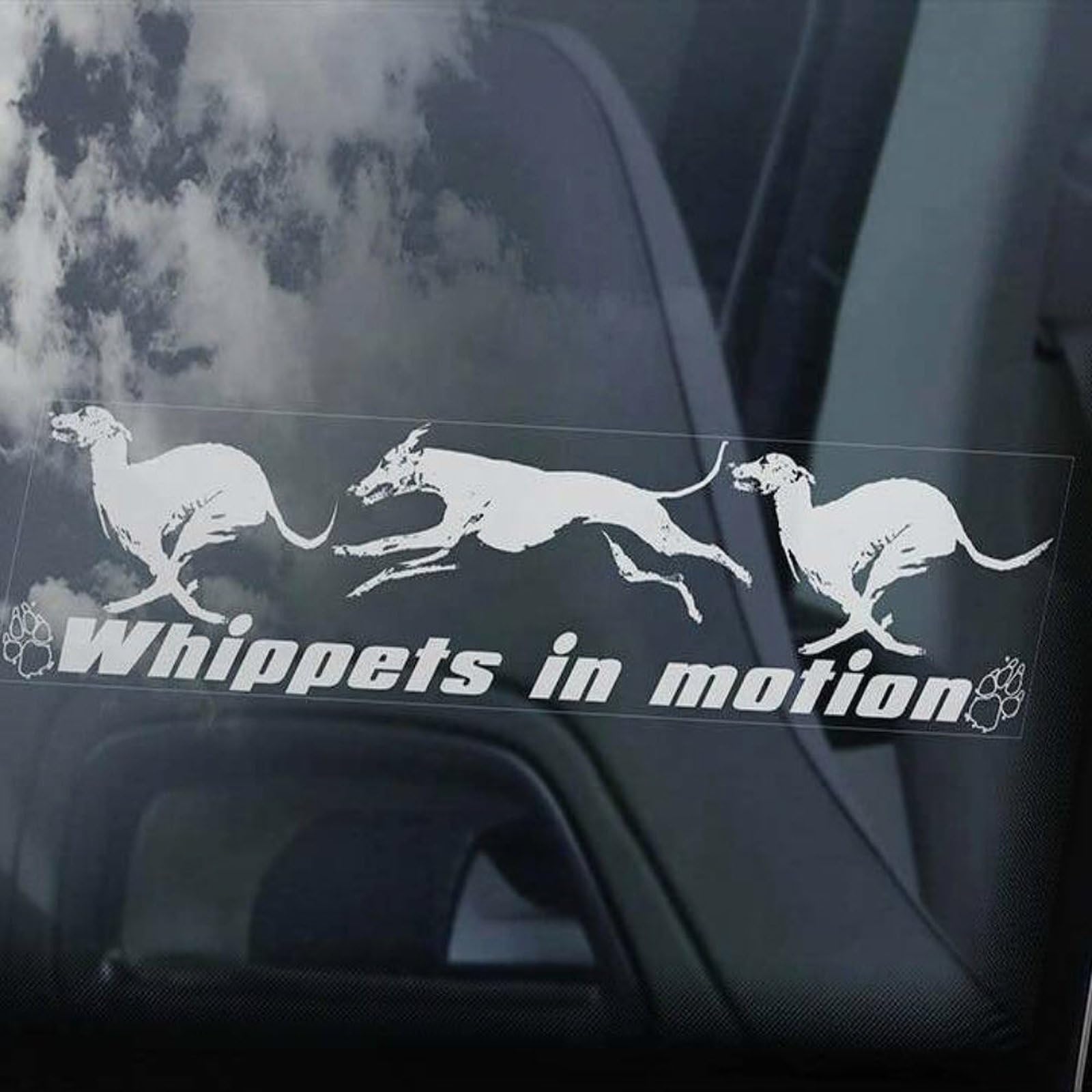 Madcolitote Whippets in Motion Car Window Sticker English Whippet Dog on Board Sign Decal Vinyl Die Cut Decals Funny Bumper Stickers Dog Pet Gift