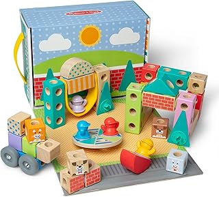 Melissa & Doug Blockables™ Town Snap and Play, Mix and Match Connectable Wooden Building Blocks Play Set Toy for Preschool Boys and Girls (73 Pcs)