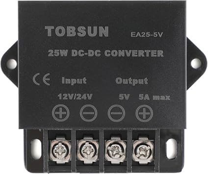 DC 12V/24V to 5V 5A Power Converter 25W Step Down Voltage Reducer Buck Regulator Supplies Transformer Module for Golf Cart, Truck, Boat, Vehicle