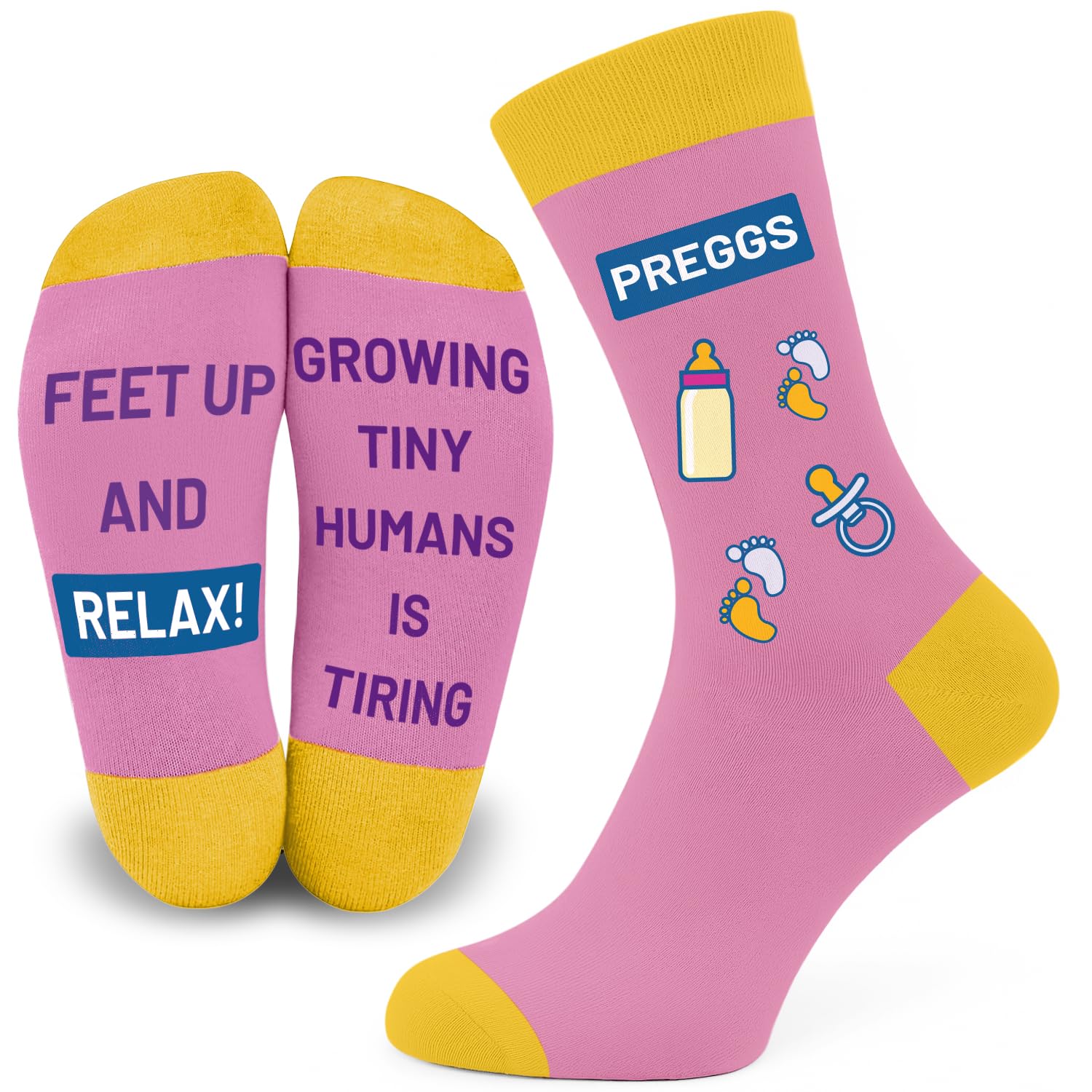 Sc Products Women's Baby Pink Preggs Pregnancy Gift Socks | Size 4-7 Cotton Maternity Mummy To Be Socks | Pregnant Christmas Mum To Be Gifts | Baby Shower Funny Pregnancy Gifts For Mum Expecting