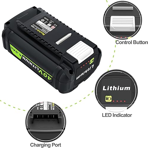 Miniatura 3 de Batería de repuesto de 40 V 6.0 Ah para Ryobi 4050A OP4040 OP40404 OP4030 OP4026 OP4050 OP4060A OP40201 OP40261 OP40401 OP40301 Baterías eléctricas