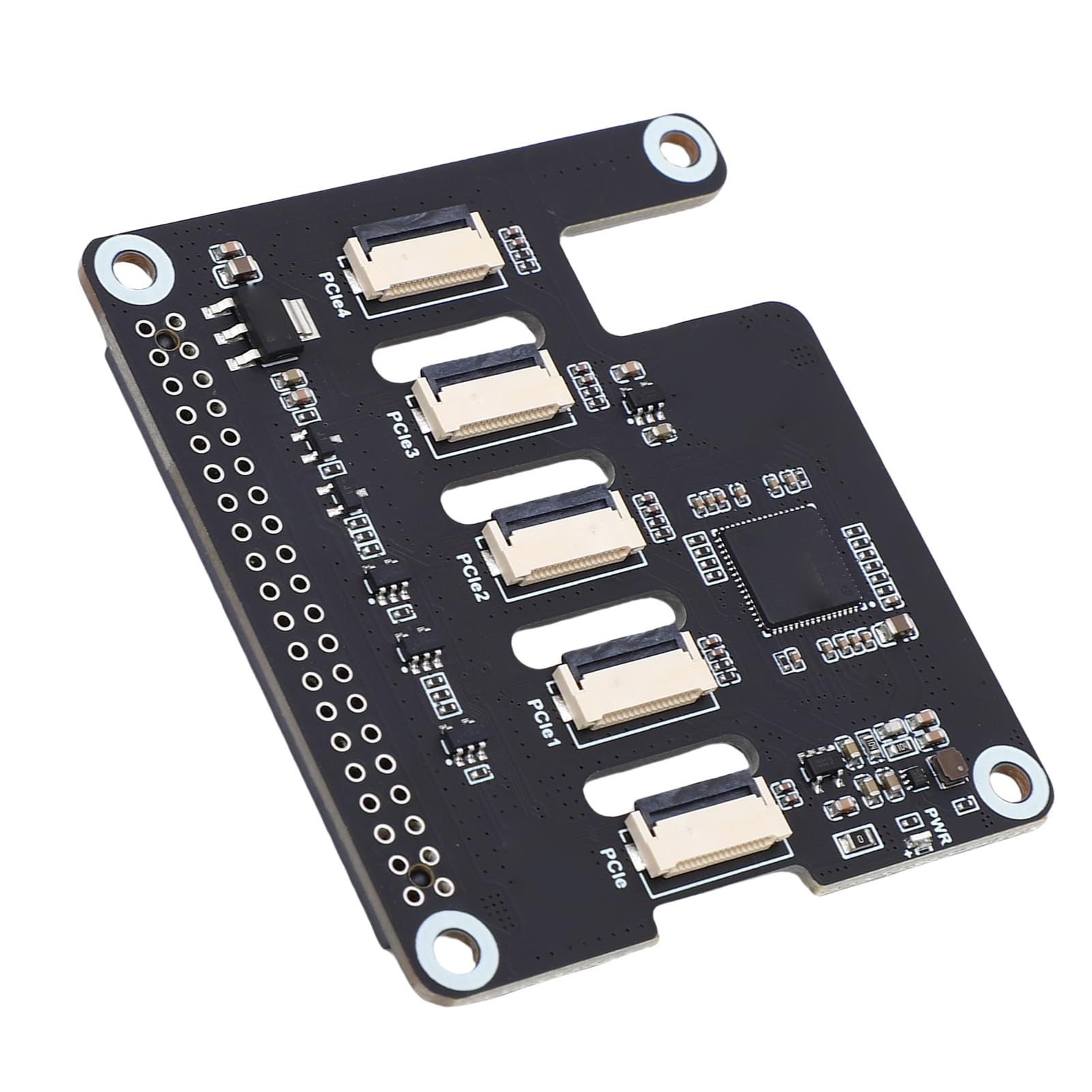 Modulo di Espansione Efficiente Scheda Adattatore PCIe a 4 PCIe FFC per RasPi 5 con 10 Cavi a Nastro e Dissipatore di Calore