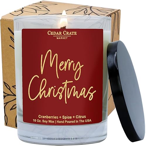 Cedar Crate Market - Velas de Navidad | Vela de invierno | Regalo de Feliz Navidad | Arándanos + canela + fragancia cítrica I Bonita decoración de