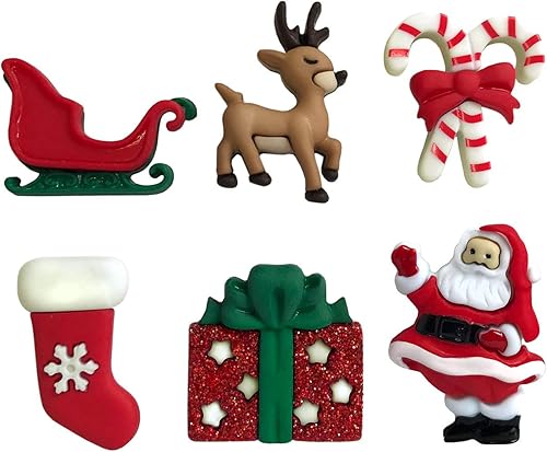 Buttons Galore and More Colección navideña de adornos decorativos para manualidades y costura, 18 botones (Nochebuena)