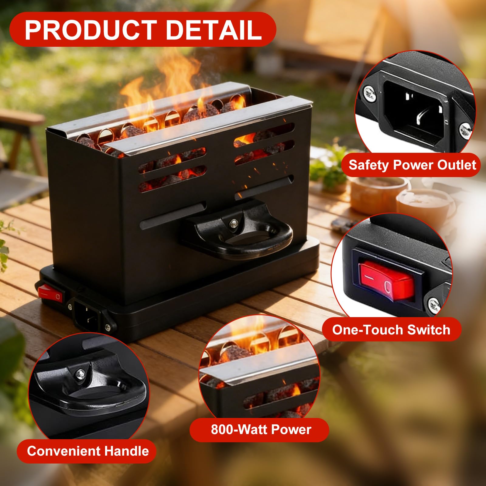 Elektrischer Kohleanzünder, 800W Holzkohle Elektrischer Kohlegrill Anzünder, Kohlegrill Zubehör mit Kabel und Griff, Kohlegrill Kohleanzünder für Outdoor Herd Grill