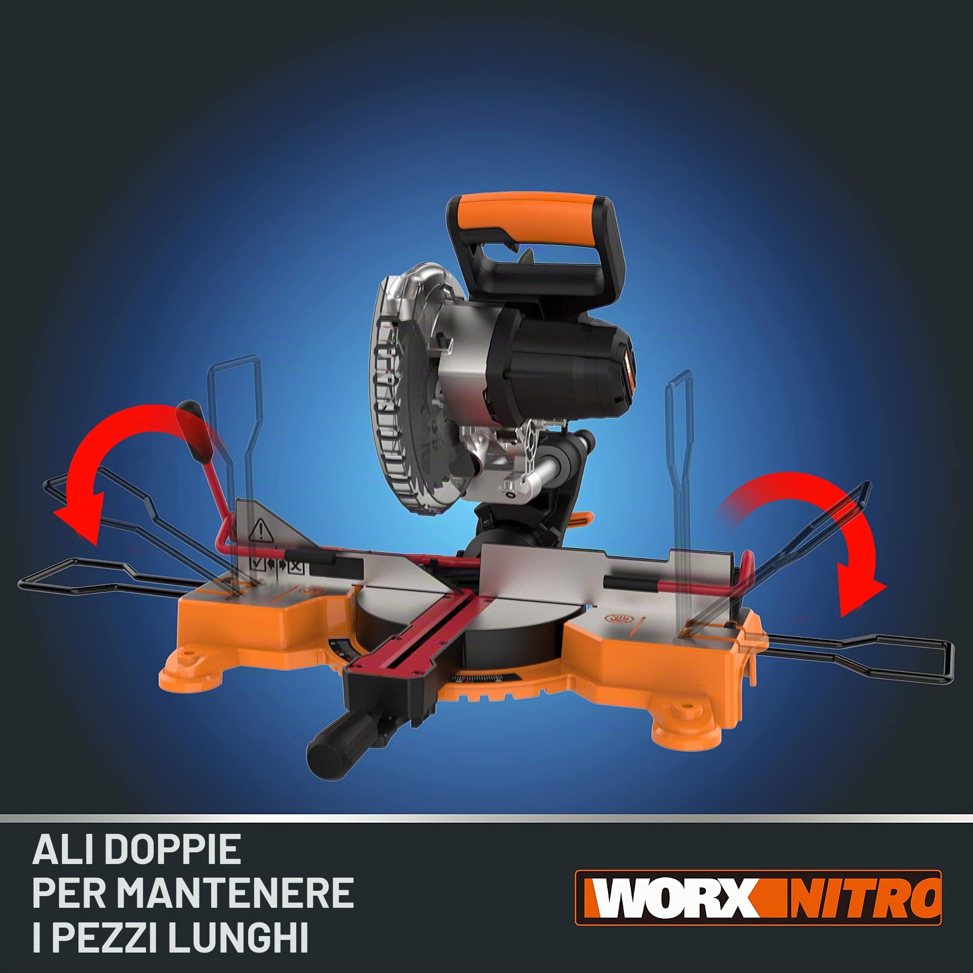WORX WX845.9 Troncatrice scorrevole,220mm, senza batteria e caricabatterie