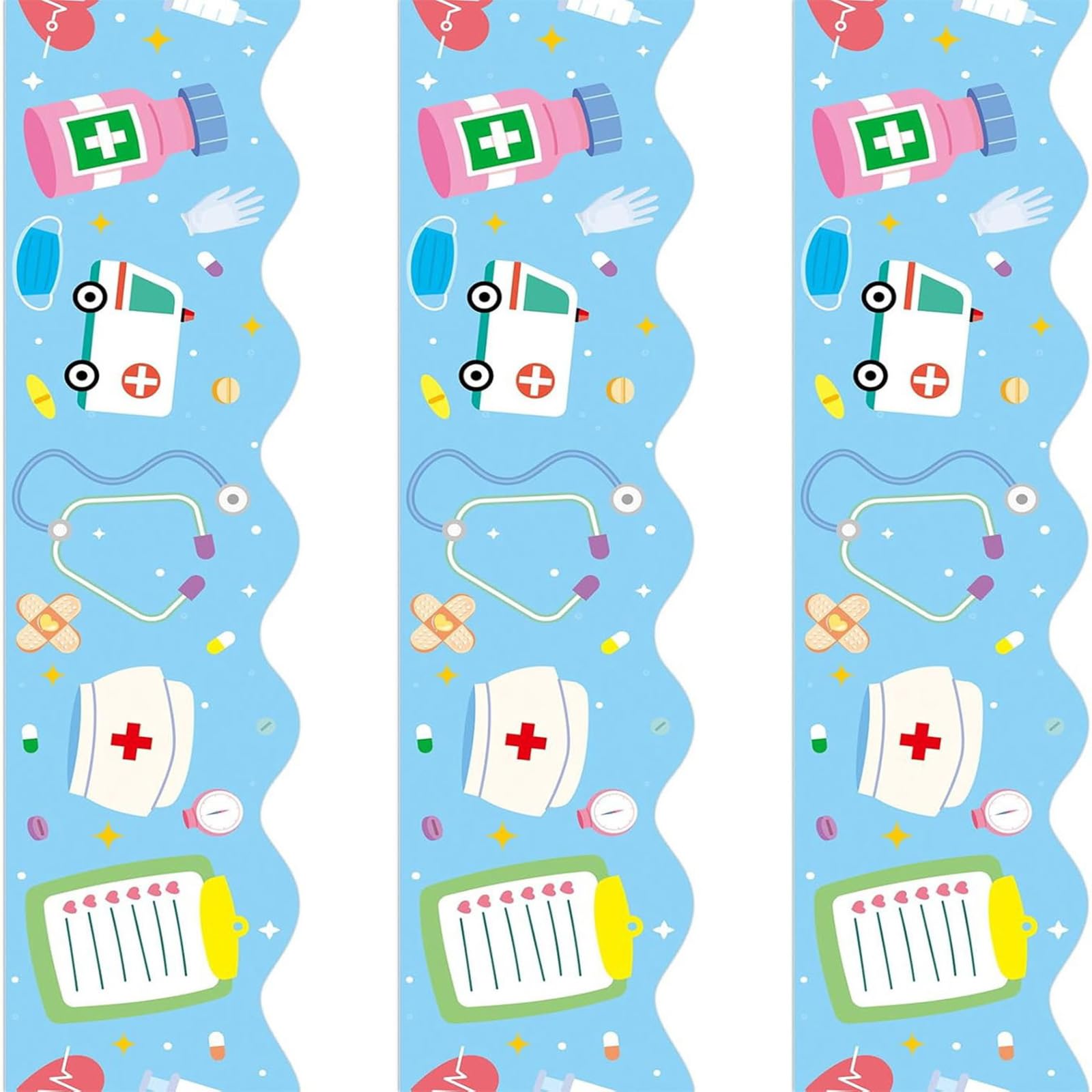 Nurse Day Border Trim Sticker Wall 59ft Long Healthcare Themed for Hospital and Decoration