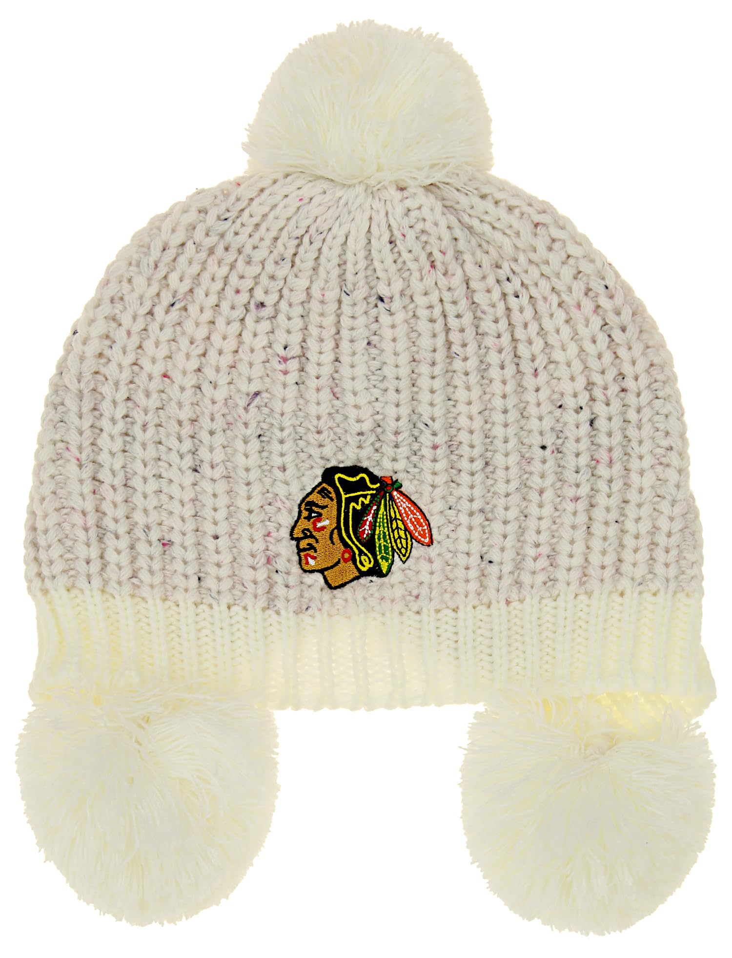 Outerstuff NHL Chicago Blackhawks Girls Youth Winter Beanie Pom Pom Hat, One Size