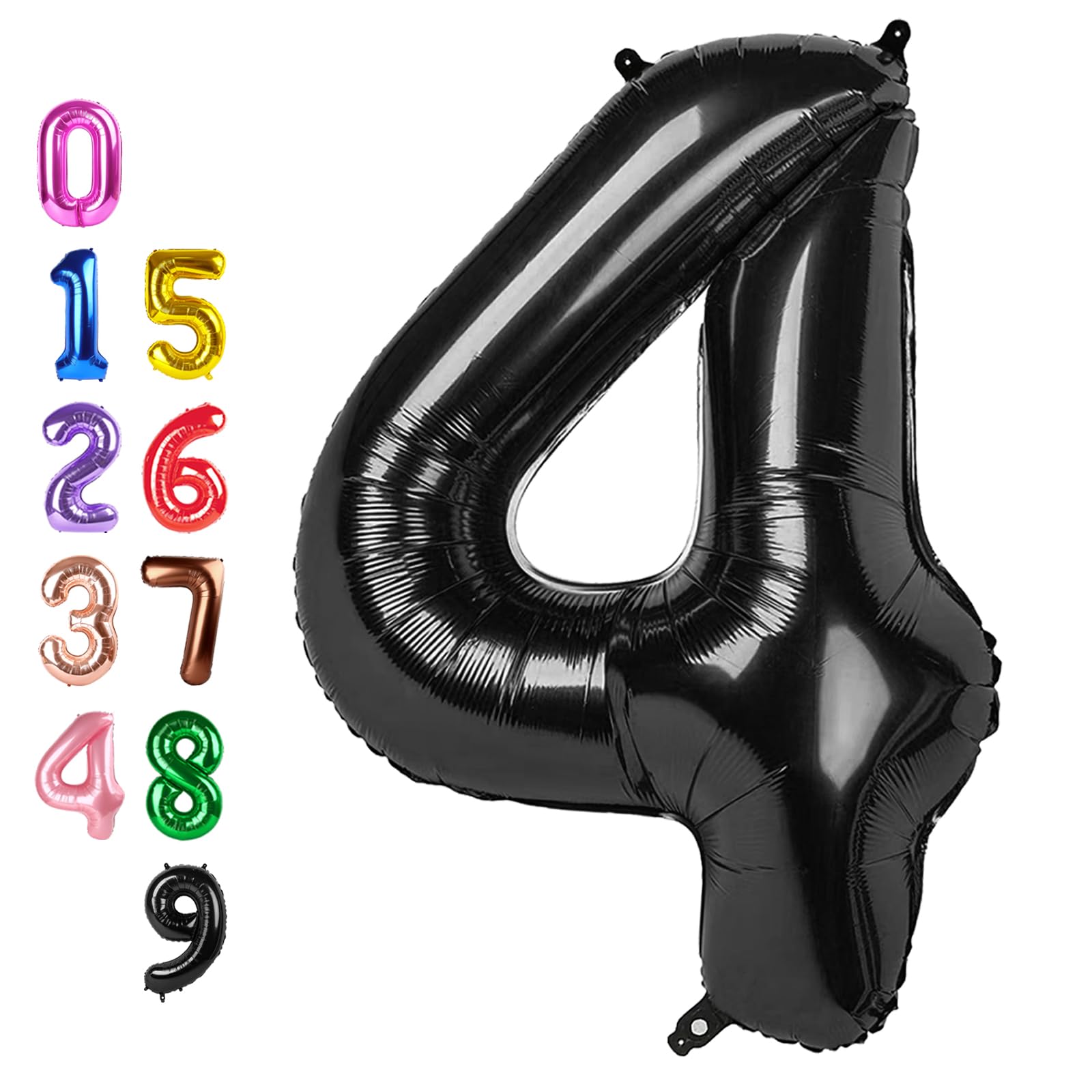 Number Balloons 4 Balloon Black for 4th Birthday Party Decorations, 40 inch