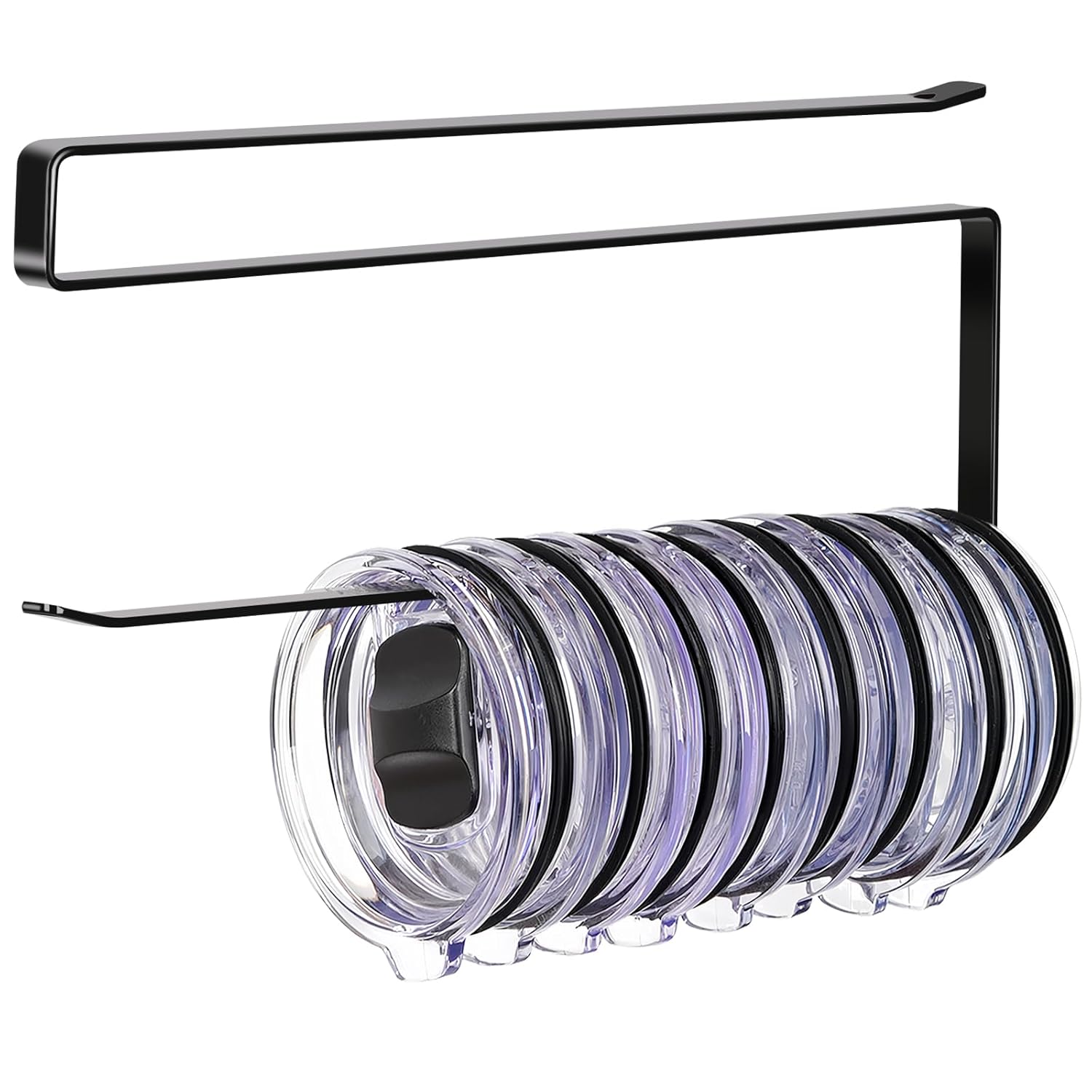 Tumbler Lid Organizer Horizontal Tumbler Lid Storage Hook Up to 10 Lids Space Saving Cup Lid Holders Under