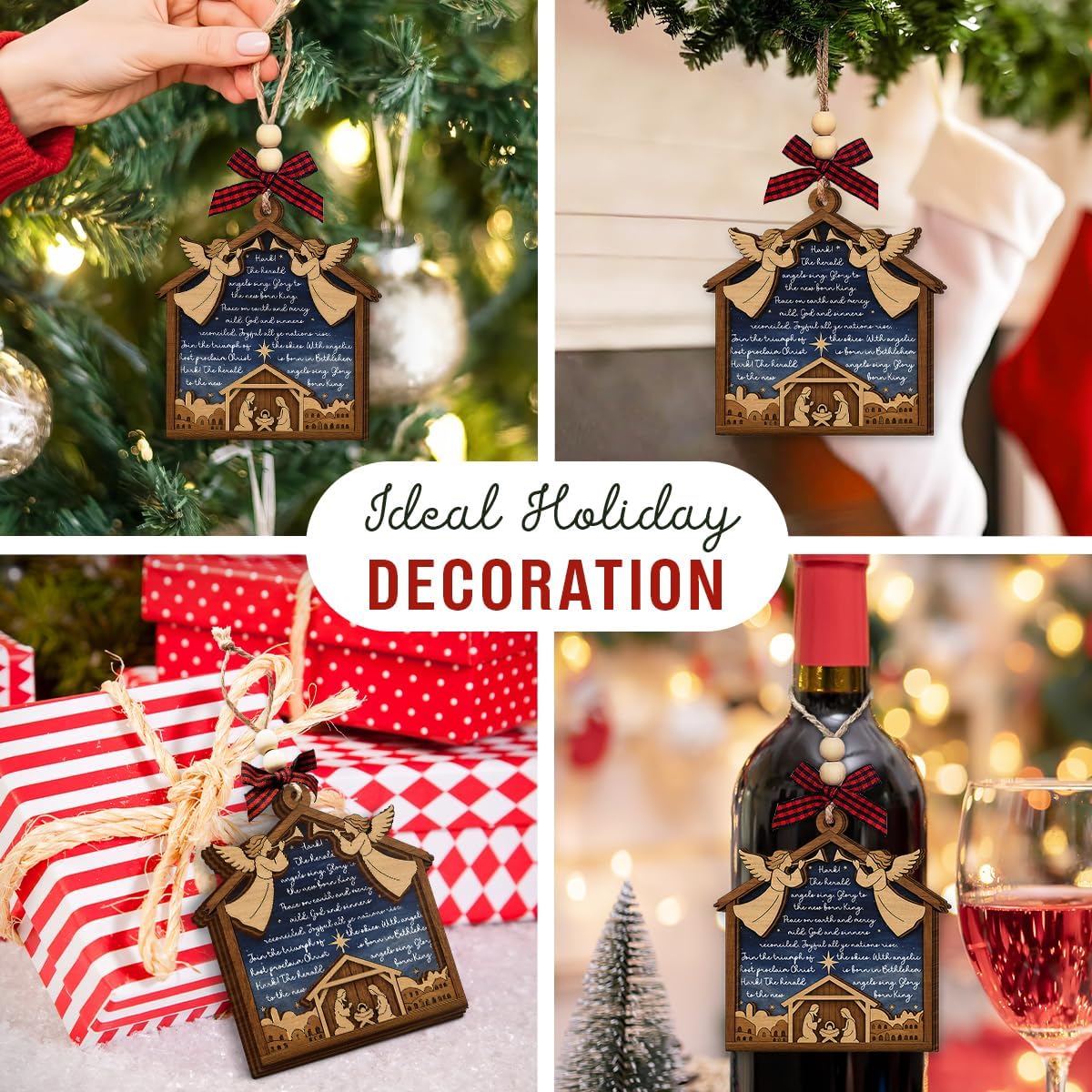 Christmas Nativity Ornament 2025 - Jesus Manger Religious for Women, Men, Nativity Ornaments for Family, Friends, Christians - Church Wooden Hanging Tree Decorations - Image 5