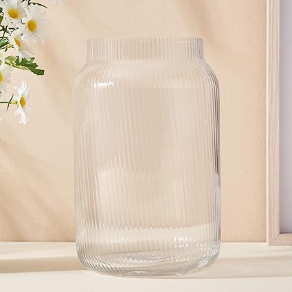 Home Centre Eadric Glass Ribbed Vase