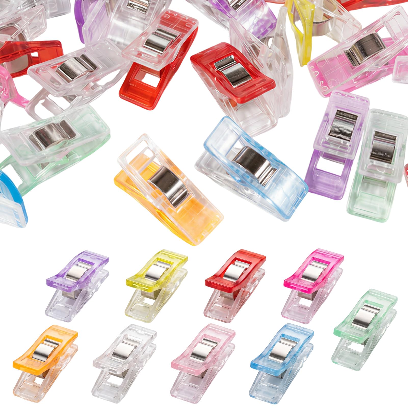 Sewing Clips 100 PCS, Sewing Clips for Fabric, Fabric Clips for Sewing and Quilting, Multi-Color Quilting Clips, Strong Hold for Fabric, Sewing & Quilting Accessories
