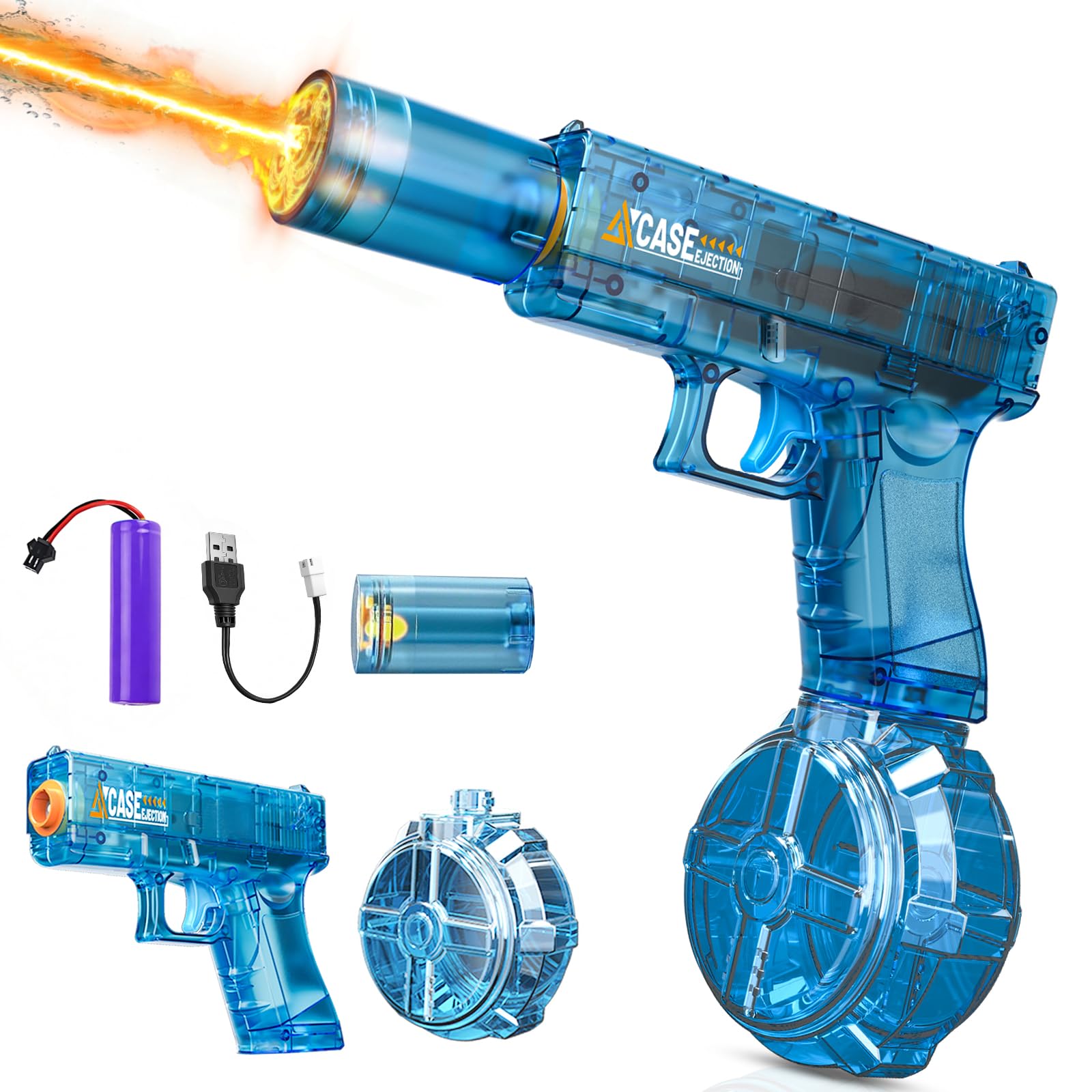 Electric Water Gun for Adults & Kids – 2026 Upgraded Automatic Water Pistol with LED Lights, 320ml Large Capacity, Leak-Proof Magazine – Perfect for Summer Garden, Pool, Beach & Party Battles