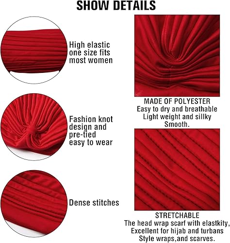Miniatura 3 de Geyoga 10 piezas de gorra turbante elástica, envoltorio para la cabeza para quimioterapia, gorros para el cáncer, gorro bennie retorcido, turbante