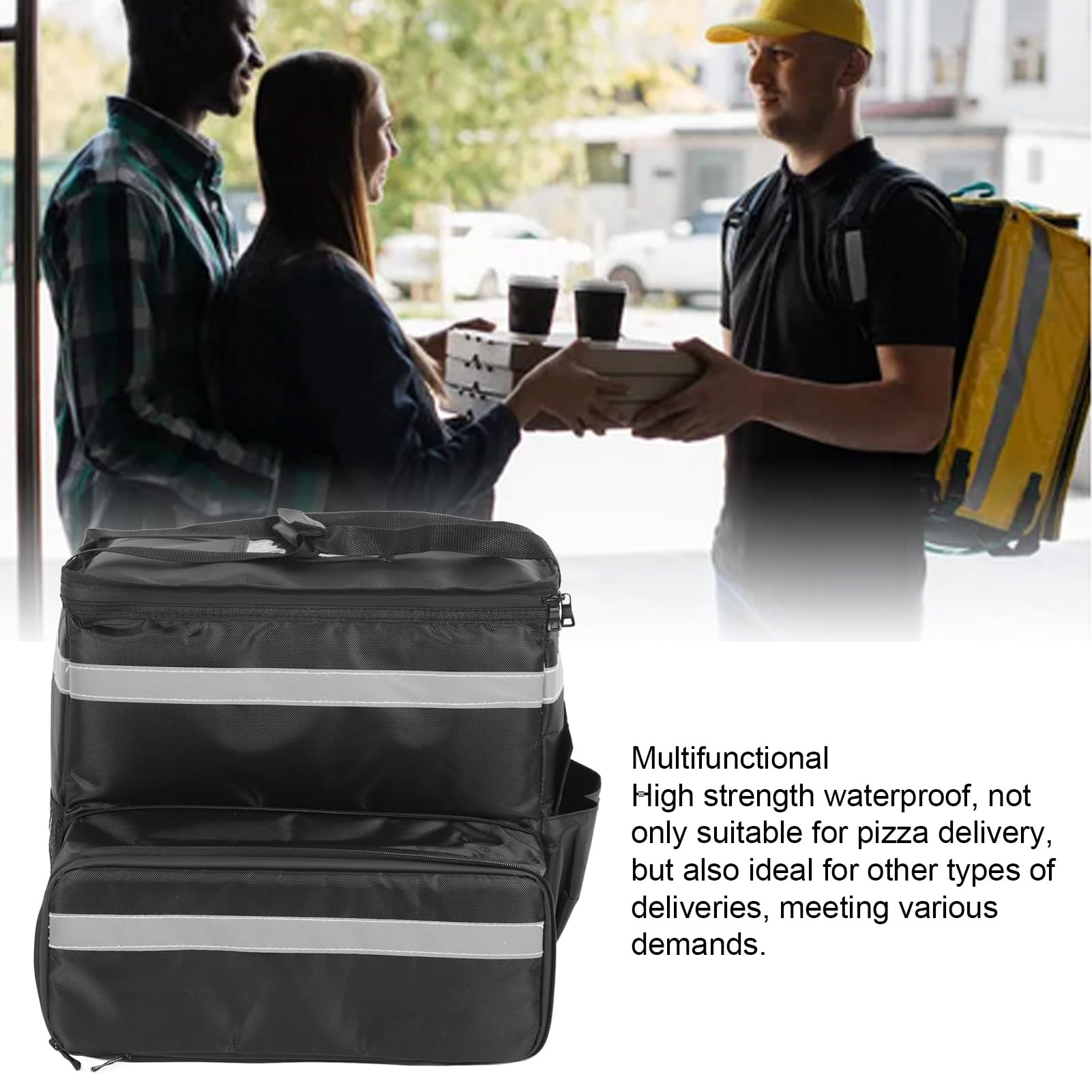 Mochila de Entrega de Alimentos para Pizza, Bolsas Expandibles Aisladas para Pizza Caliente con Tela Oxford Impermeable para Entrega en Bicicleta, Camping, Playa