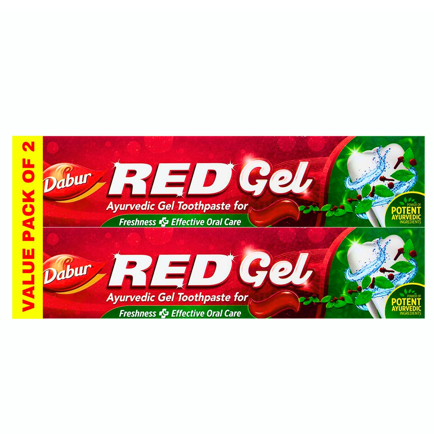 DaburRed Gel Ayurvedic Toothpaste - (2 x 150g Value Pack) | Enriched with Potent Ayurvedic Ingredients | For Healthy Gums, Strong Teeth & Fresh Breath | Fluoride Free Toothpaste