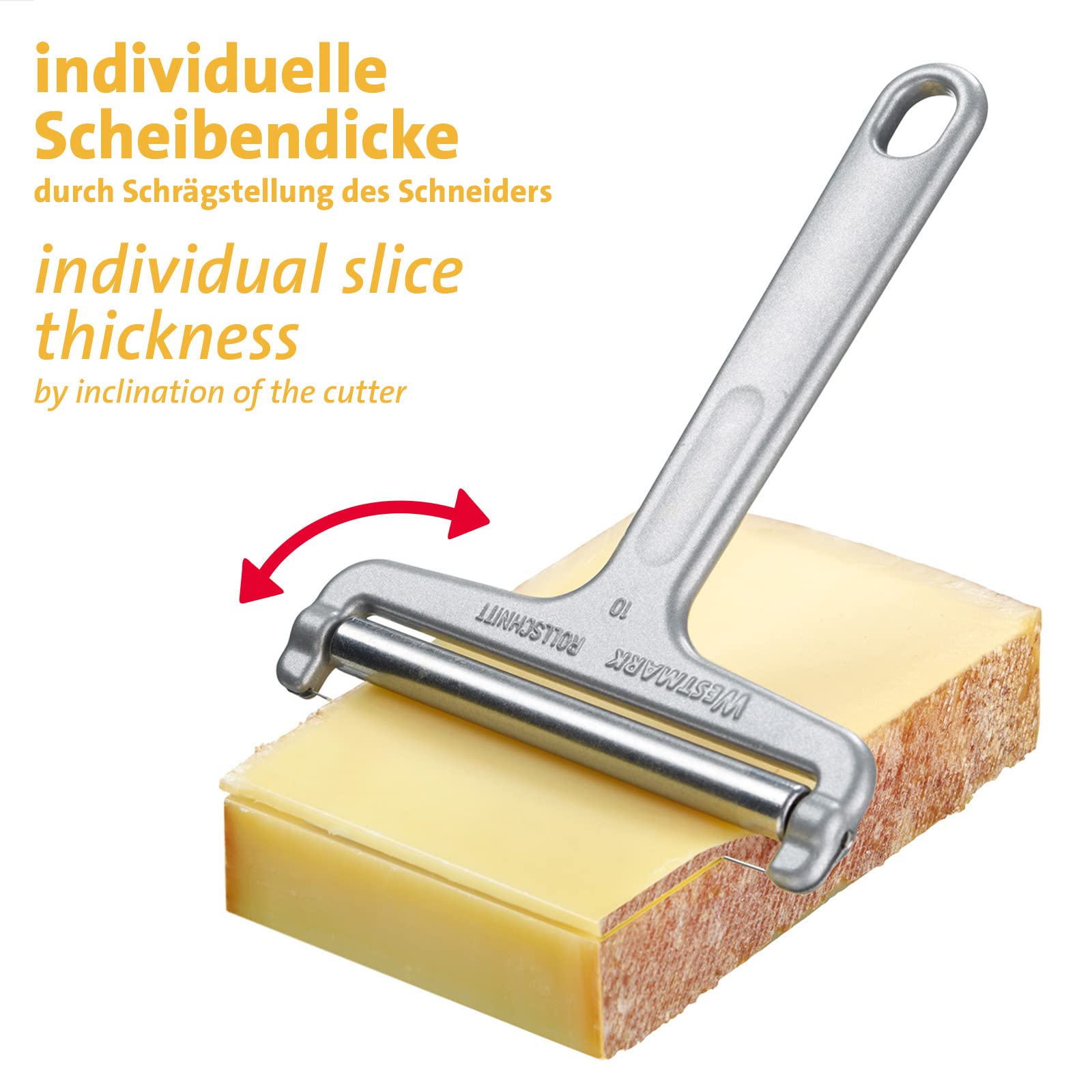 Westmark 2 Affetta-formaggio con Rullo e Filo Tagliente, Spessore Regolabile, Acciaio Inox/Alluminio, Rollschnitt, Argento, 710022E3