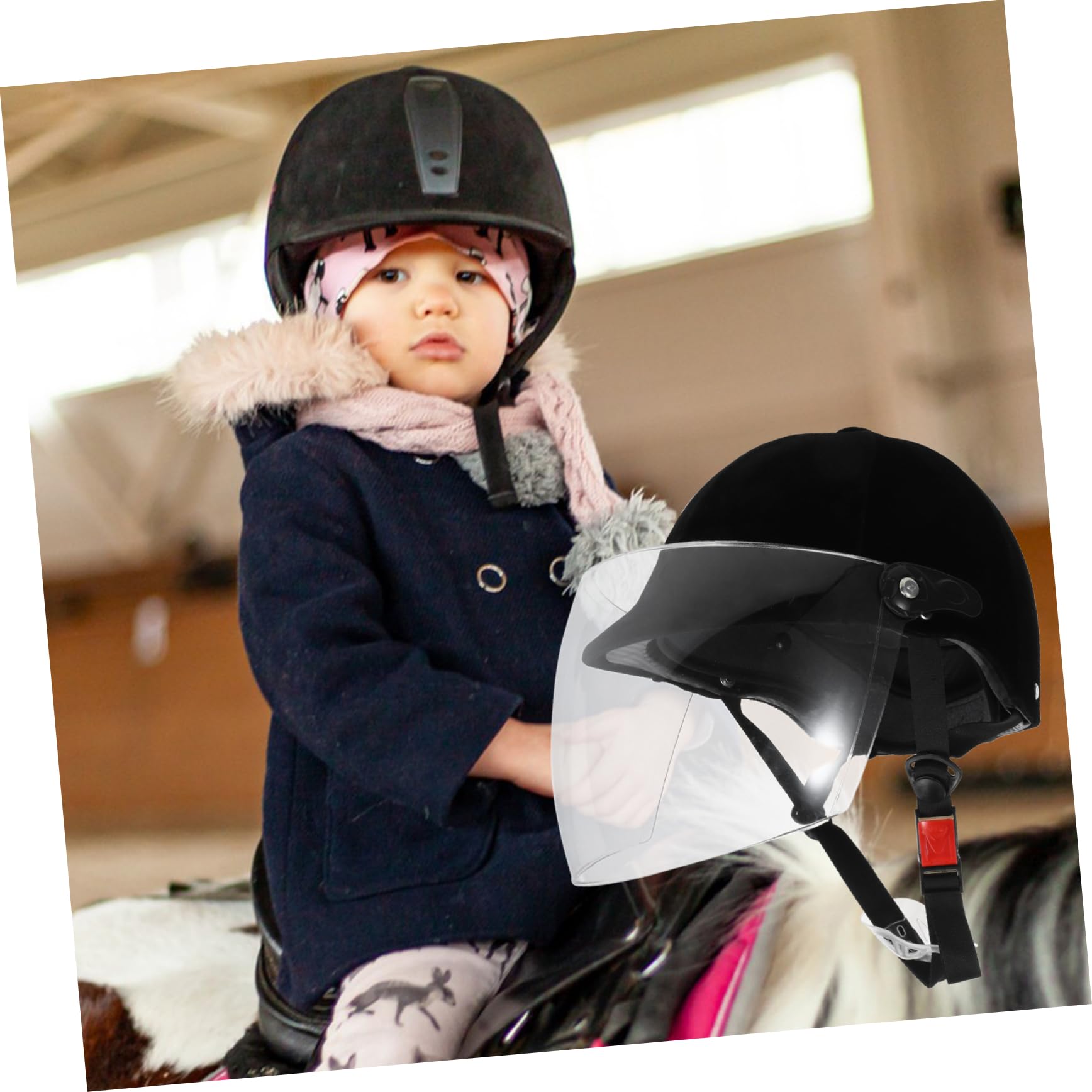 Casco Equitazione Ragazzi in Abs Nero, Regolazione a Rotella | Ventilazione ad Alto Flusso, per Toddler e Youth, Protezione Equestre per Uso Horse Riding